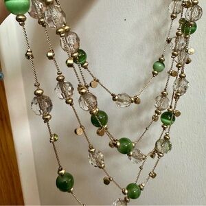 19” Green Beaded Multi-Strand Necklace - Elegant Women's Jewelry